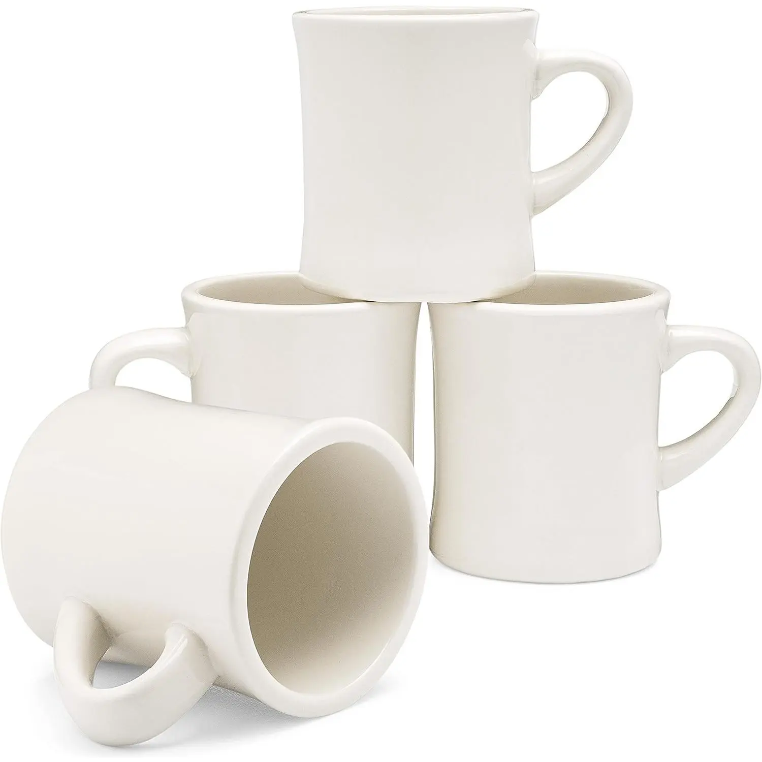 Diner Coffee Mugs -- Restaurant Coffee Mugs, Retro Coffee Mug - Sturdy & Heavy Diner Mug - Nostalgia in Every Sip [Cream, 11 oz, Set of 4]