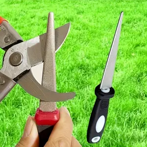 2-in-1 diamond sharpening stone for kitchenware, kitchen knives, scissors, and gardening tools - double-sided design with flat and curved surfaces, handle, easy to use
