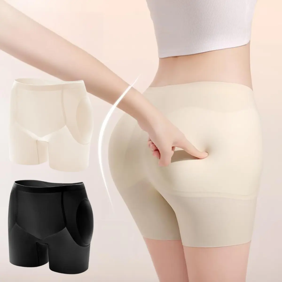 Lightweight Solid Fitted Shapewear Garment for Women, Seamless Bodysuit with Highwaist Tummy Control, Padded Butt-Lift & Detachable Hip Pads, Basic, Waist Training, Detachable Pads, 360 Body Molding Shapewear Bodysuit