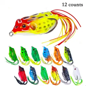 12pcs Supertrip Topwater Frog Crankbait Lures for Bass Fishing, Soft Swimbait Baits in Multicolors, Ideal Fishing Tackle for Anglers, Fishing Equipment