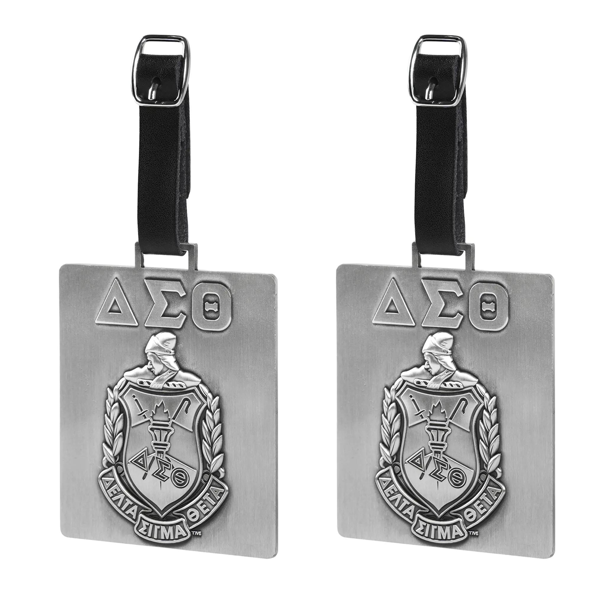 BBGreek Delta Sigma Theta - Set of 2 Travel Luggage Tags - Greek Letters and Shield - Official Vendor