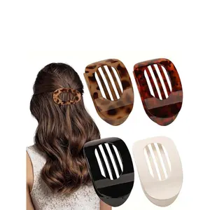 4 Pcs Solid Color Ponytail Claw Clip, Casual Versatile Hair Accessories for Women & Girls, Minimalist Super Cute Clips Suitable for Thick and Thin Hair, Gifts for Wife, Barrettes Hair Clips, Flat Hijab Hair Clip