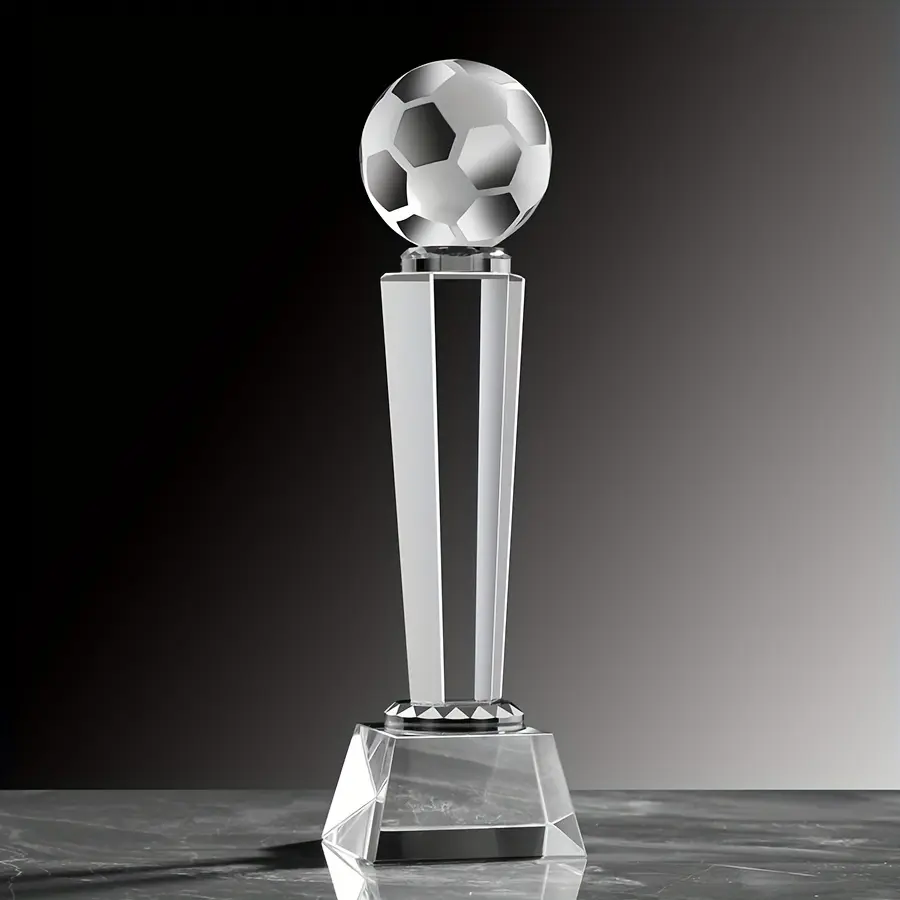Custom Crystal Football Trophy for Tournament Championship - Celebrate Your Best Marksman and Goalkeeper