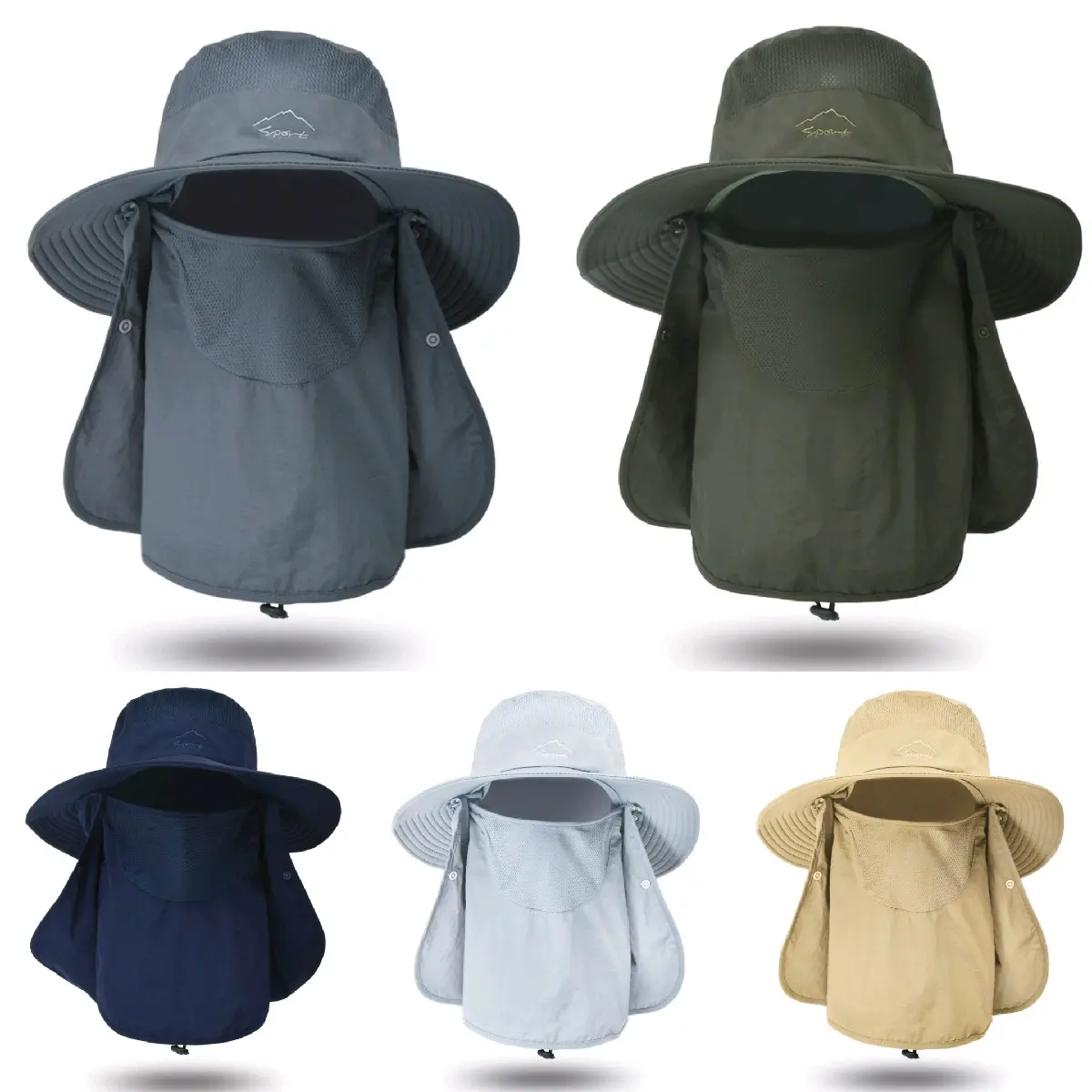 Unisex Wide Brim Sun Hat with Removable Face & Neck Flap, Lightweight Waterproof Nylon for Fishing, Hiking, and Outdoor Activities, Boating, Multifunctional, Face Cover, Camping Equipment, Biking, Durable Sports & Outdoor Hats, Full Brim Guard Sports & Ou