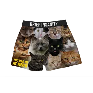 "You Had Me At Meow" Cat Print Breathable Boxer Shorts Underwear S-XXL
