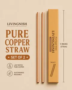 Pure Copper Drinking Straws – 11” Reusable Metal Straw (2 Pcs Set) Pure Copper Drinking Straws – 11” Reusable Metal Straw (2 Pcs Set)