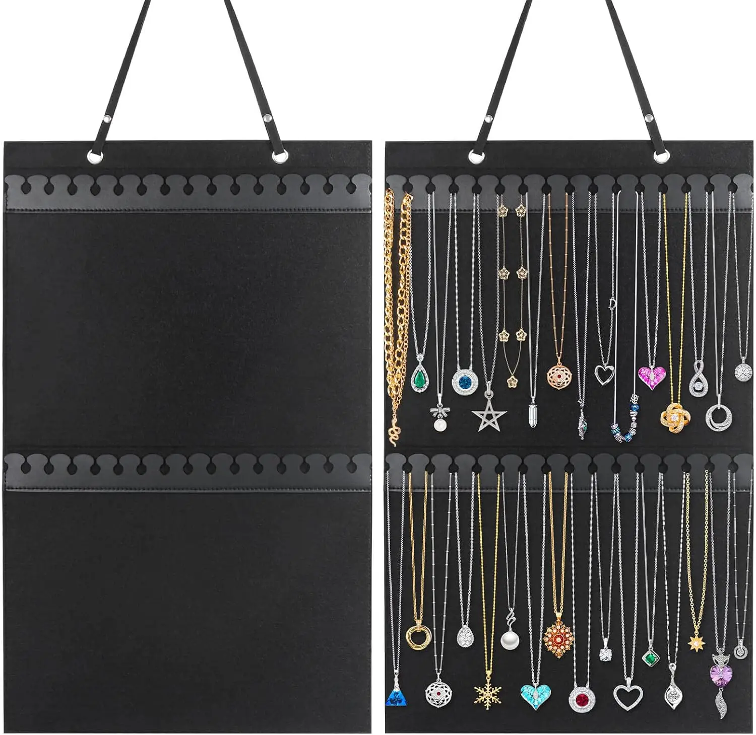 Classic Metal Butterfly Hanging Jewelry Organizer - Eco Frame Space Saver Organizer, Double-Sided Multifunctional, Secure Hook, Wall Mount, Dustproof Storage for Necklaces, Bracelets, Anklets, Wardrobe/Wall Use, Home Decor