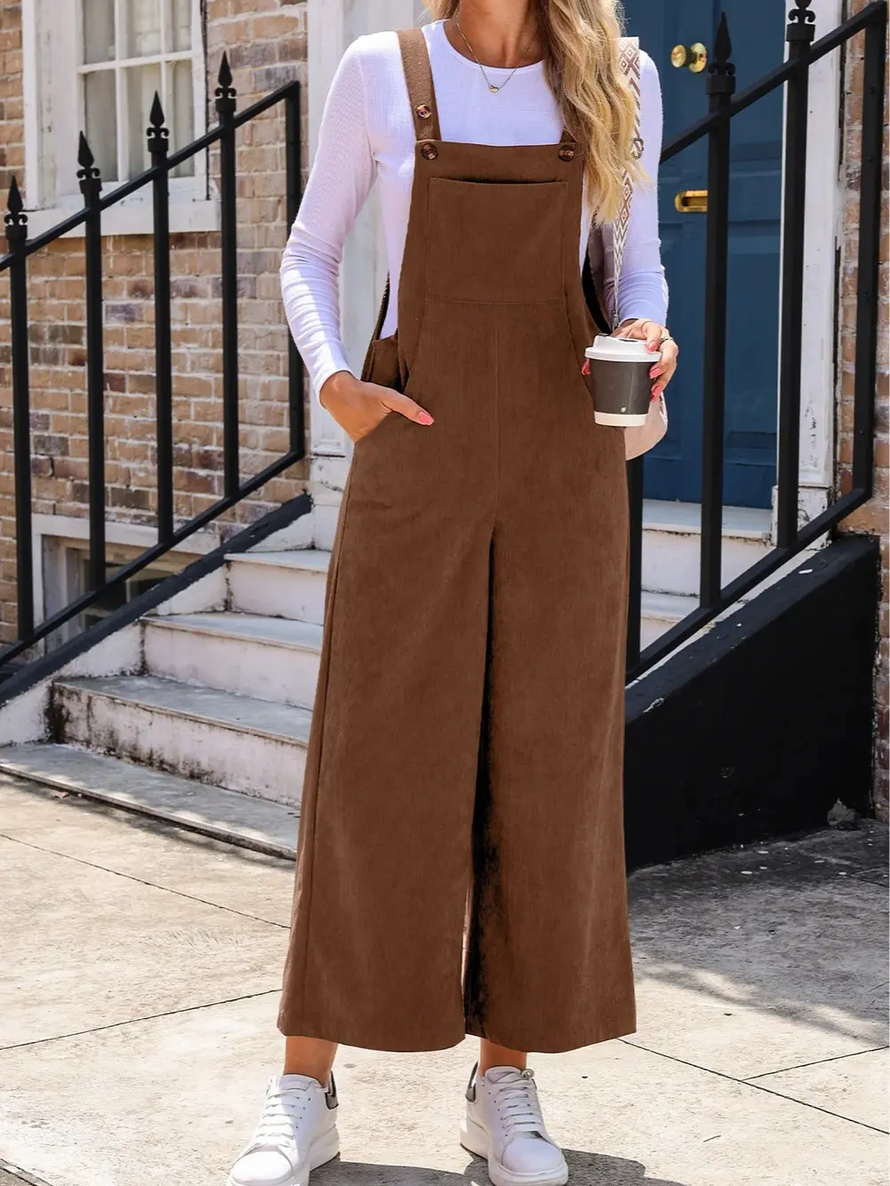 Women’s Corduroy Wide Leg Bib Overalls, Adjustable Strap Relaxed Fit Casual Jumpsuit, Soft Comfortable One Piece Outfit for Everyday Wear, Travel and Weekend Outfits ,Womenswear, Fashion, Chic