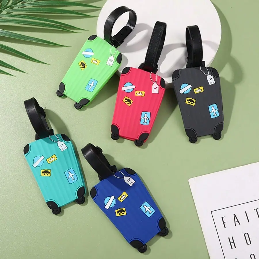 Silicone Luggage Tag with Name Card Quick Discovery Privacy Protection Travel Tag for Vacation Honeymoon College School Bag Flying Cruise Backpack, Bag Charm Keychain, Backpack Bag Charms