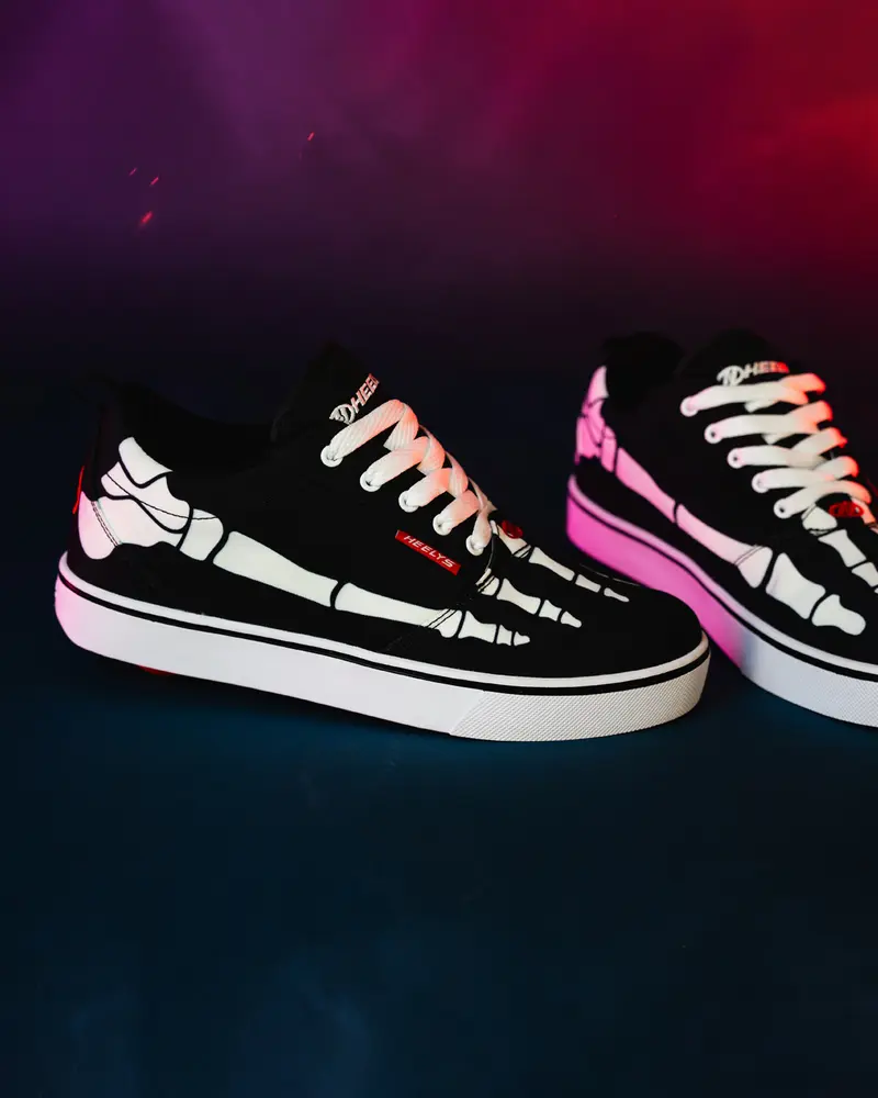 Heelys with a Skeleton Print in Kid and Adult sizes | The original shoes with wheels Roller Skate Sneakers for Halloween Trainer Footwear Footwear Athletic Trainer