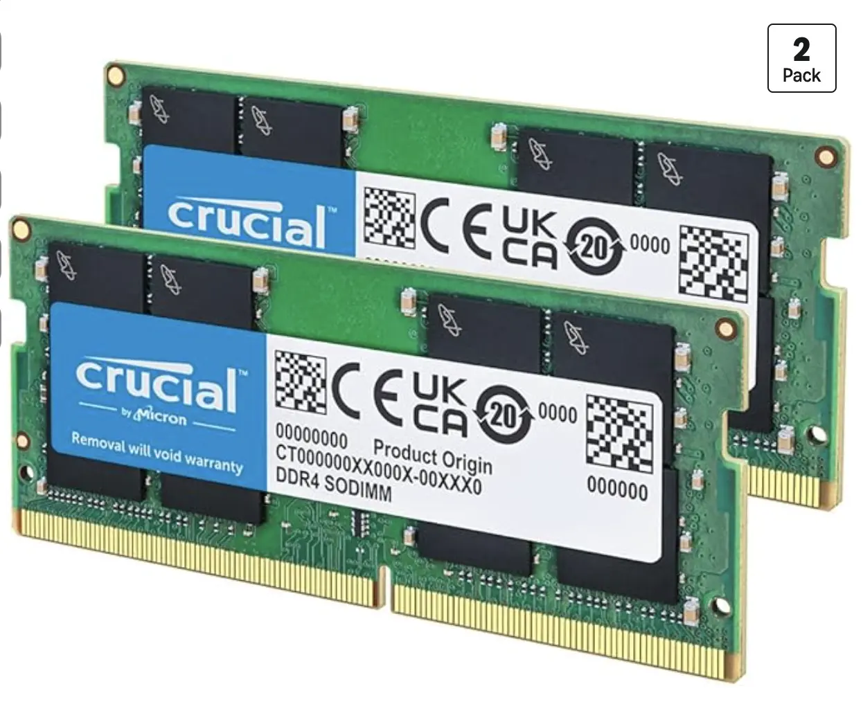 Crucial 32GB DDR4 RAM Kit (2x16GB), 3200MHz (PC4-25600) CL22 Laptop Memory, SODIMM 260-Pin, Downclockable to 2933/2666MHz, Compatible with 13th Gen Intel Core and AMD Ryzen 7000 - CT2K16G4SFRA32A