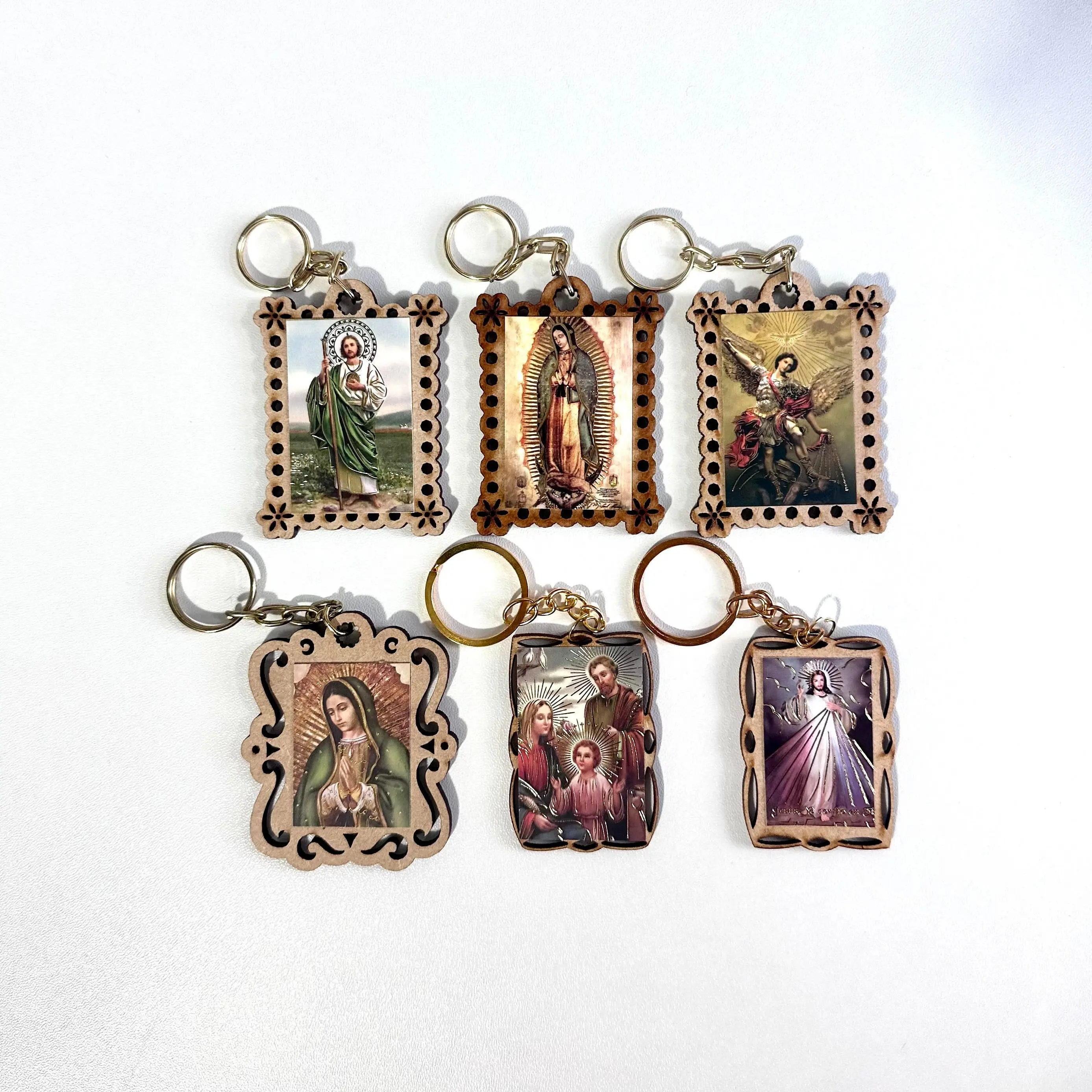 Ethnic Wood Key Tag and Holder, Handcrafted Excellence from Mexico Featuring Religious San Judas & Guadalupe Designs, Unisex Gift, Key Holder, Collectibles, Keychain Charm, Religious Icons, Faithful Wood Charm, Artisan Keychains, Handmade For Unique Charm