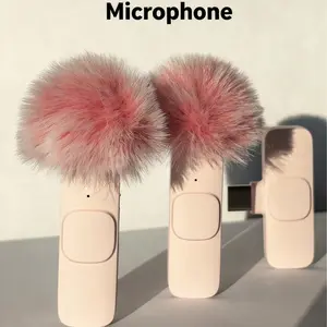 USB-C Mini Lavalier Microphone for iPhone 16, iOS & Android – Noise Cancelling Clip-On Mic for Videos, TikTok, YouTube, Vlog – Plug & Play (Pink)