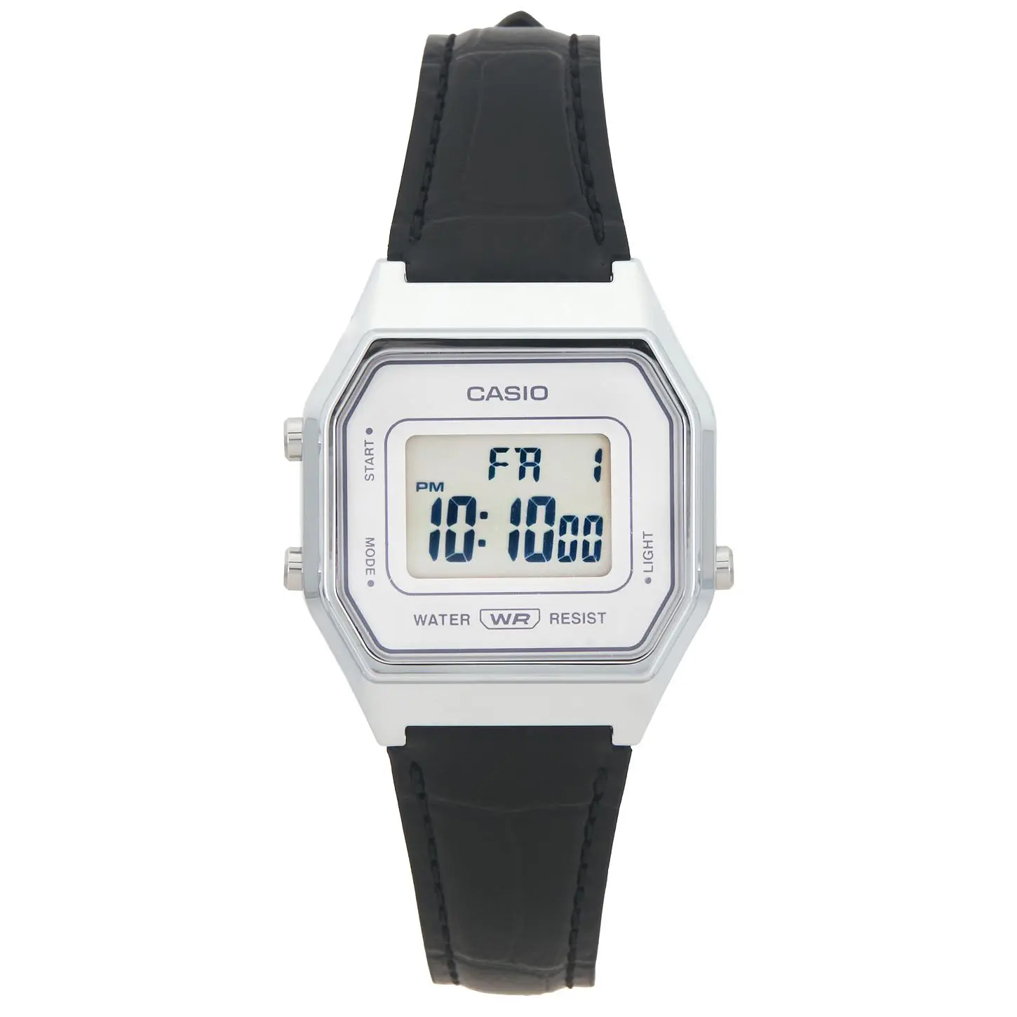 Casio LA680 Series Leather Watch in Black & White
