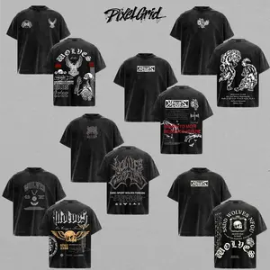 [COLLECTION] Wolves Forever Darc.. Sport Graphic Tees, Gothic Wolf Gym Streetwear Shirt, Vintage Washed Oversized Heavy Cotton T-Shirt, Unisex Graphic Streetwear Fit, Dark Metal Game Apparel, Casual Crewneck Tee