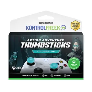 KontrolFreek Lotus for Xbox One and Xbox Series X Controller | Performance Thumbsticks | 2 Mid-Rise Concave | Teal/Clear
