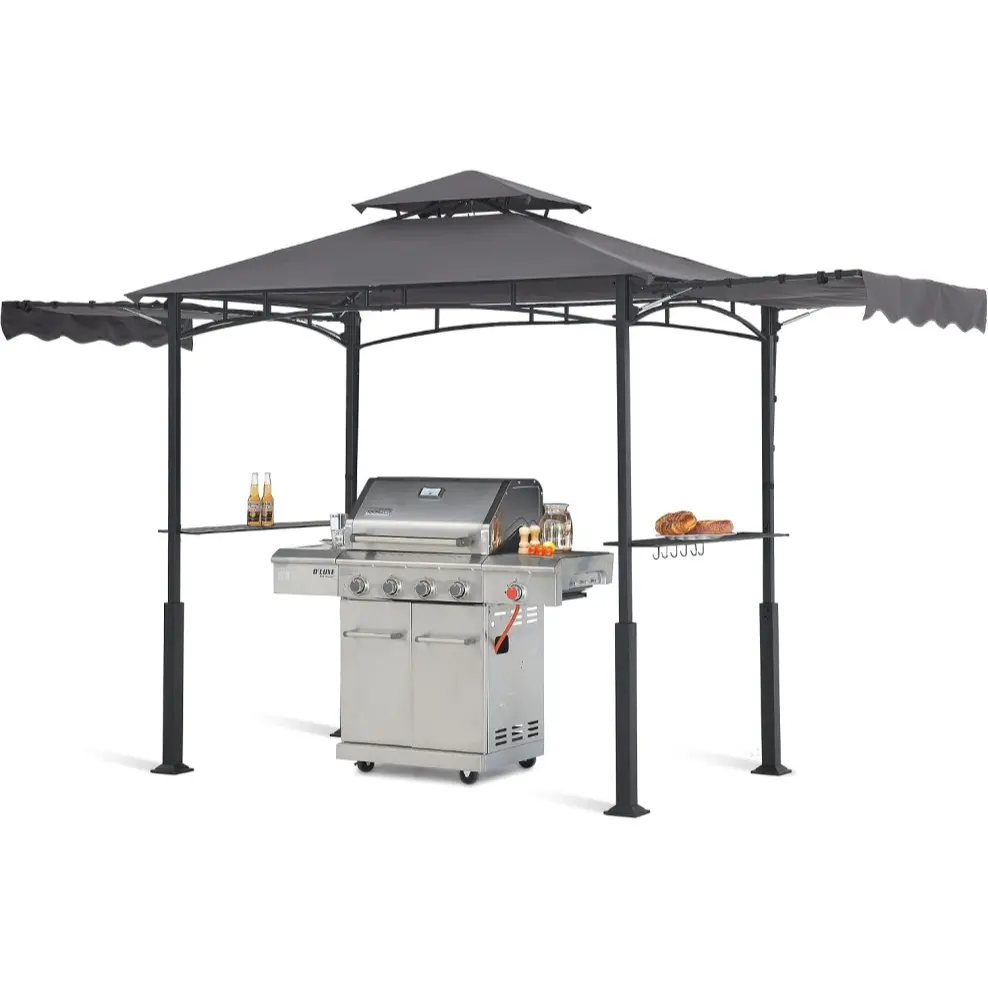 ABCCANOPY 5x8 Grill Gazebo with Awning, Outdoor BBQ Canopy Shelter with LED Lights for Backyard, Patio, Deck and Outdoor Cooking