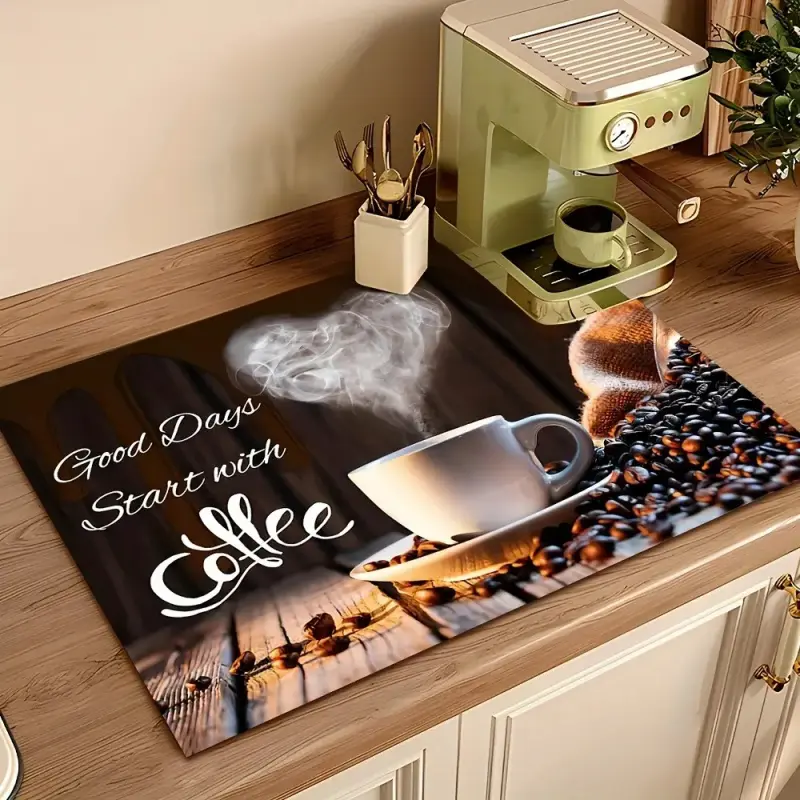 Heart Pattern Anti-Slip Coffee Machine Mat, Absorbent Insulated Pad for Kitchen Countertop Drainage, Washable Protection for Coffee Makers, Coffee Maker Pads, Coasters, Coffee Maker Accessory
