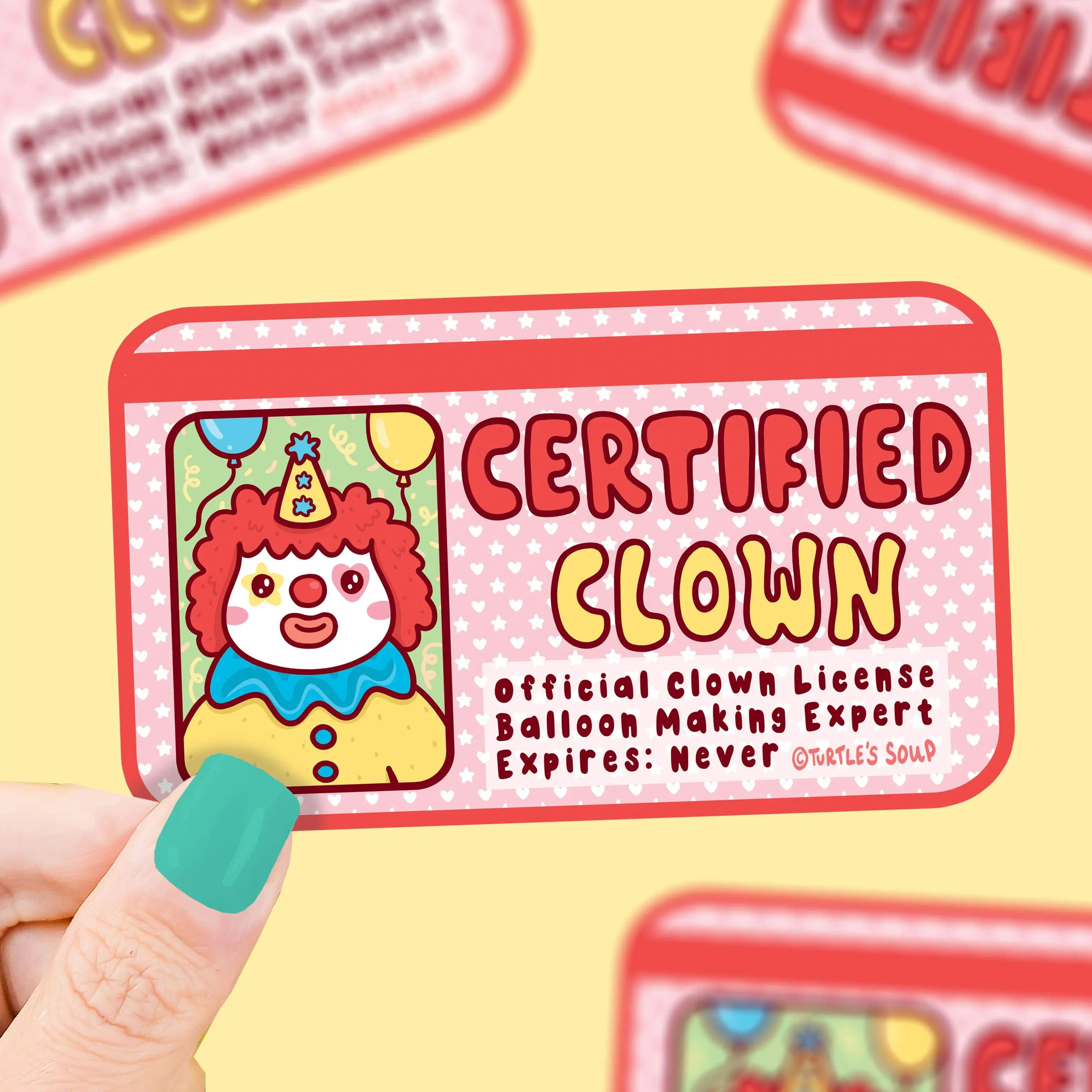 Turtle's Soup Certified Clown License Balloon Expert Laptop Decal Vinyl Sticker Waterproof Dishwasher Safe Decor Decorative