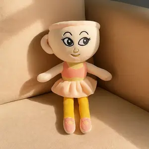 A plush toy of a girl dressed as a dancer, inspired by the Classic of Mountains and Seas, named Ballerina Cappuccina.  perfect for children's room decorations or birthday gifts.