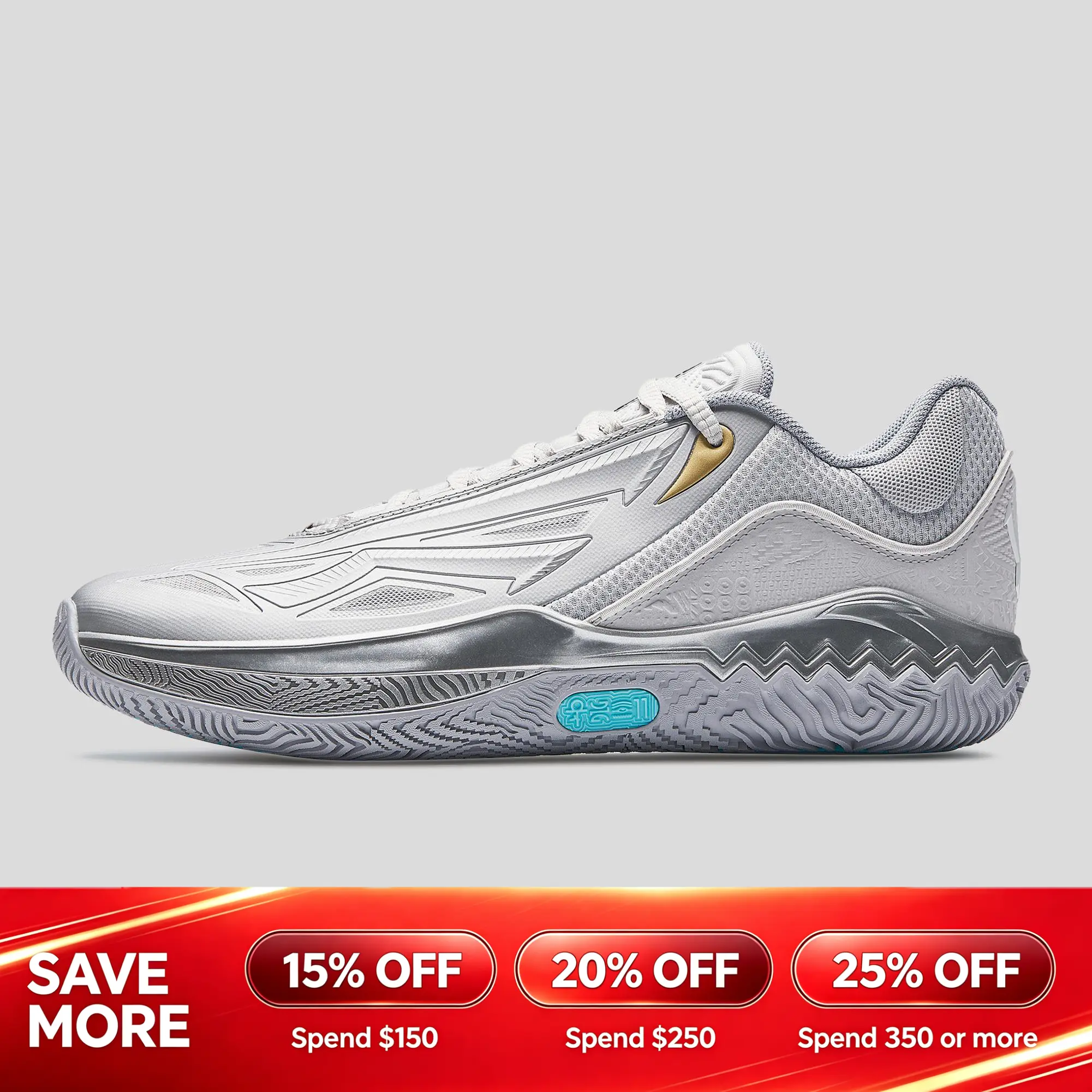 ANTA Men KAI 2 Speed Basketball Shoes Lightweight Responsive All Seasons Sports Shoes Silver Black Blue Red Purple White