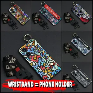 Back Cover ring Phone Case For Tecno Pova5 Pro/LH8N Wristband Phone Holder Fashion Design Shockproof Graffiti Anti-dust Silicone Wrist Strap Anti-knock protective personality