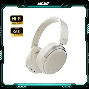 Acer OHR516 Music Headphones — Over-Ear Wireless Bluetooth, 60-Hour Battery Life, 40mm Drivers, Low-Latency Mode, ENC for Clear Calls, Foldable & Comfortable Design (White)