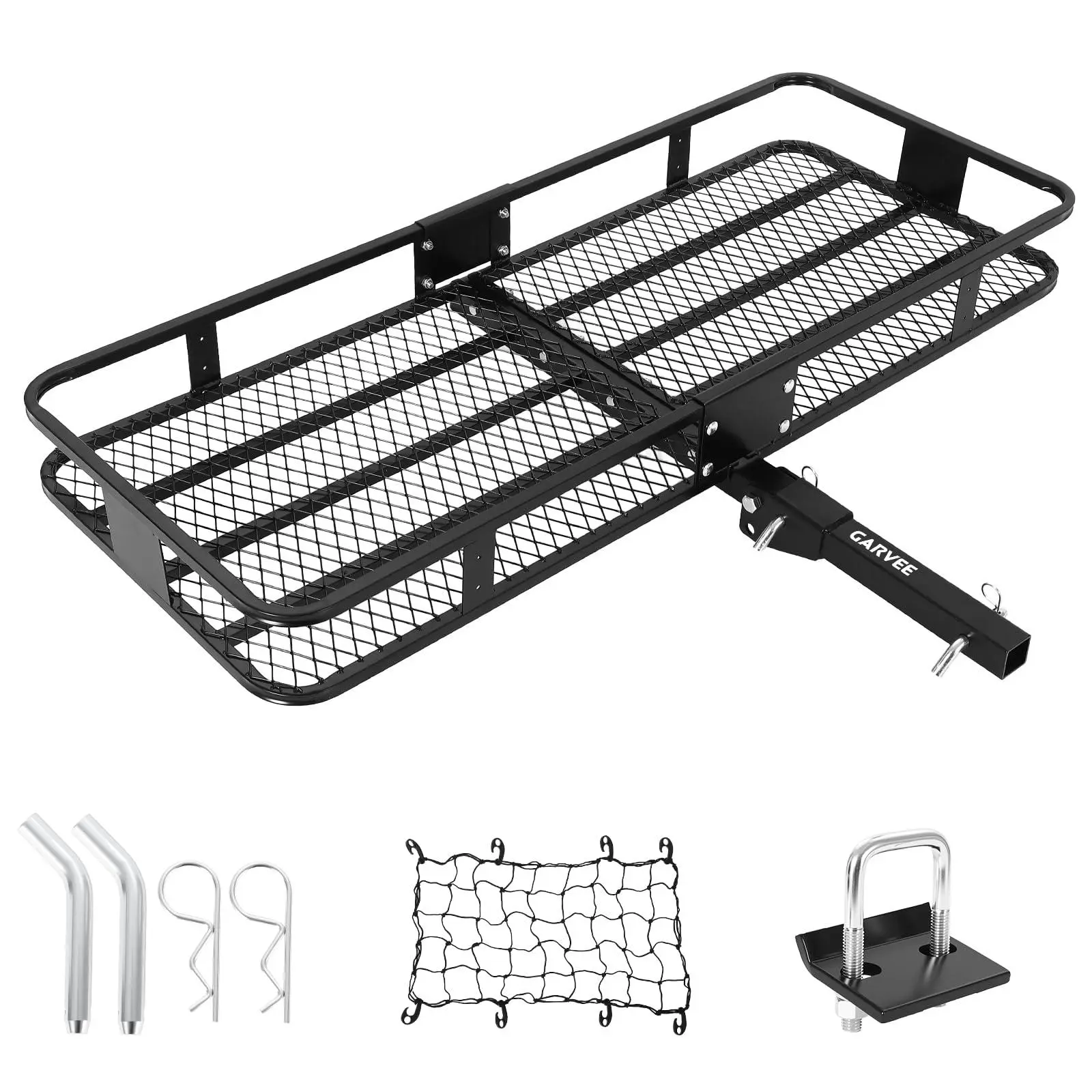 Cargo Carrier Hitch-Mounted | 60 in x20 in x6 in Basket with 600 LB Capacity | Includes Net and Straps | Fits 2 in Receivers | for Cars and SUVs