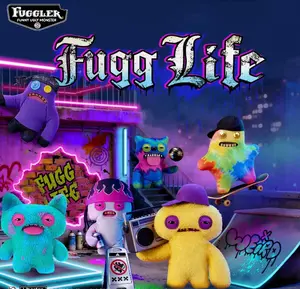 Fuggler Fugg Life Plush Toy (9 Inch) - Streetwear Hip-Hop Ugly-Cute Monster Stuffed Animal with Hat & Bandana, Quirky Urban Room Decor Gag Gift for Teens, Sneakerheads & Collectors