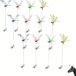 4/8/12pieceOutdoor Dragonfly, Insect Repellent Dragonfly Clip, 3D Artificial Dragonfly Hat Clip, Simulated Terrace Decoration Gardening, Flight Deterrent, Multi-color Waterproof, Easy to Attach Mosquito repellent DRAGONFLY