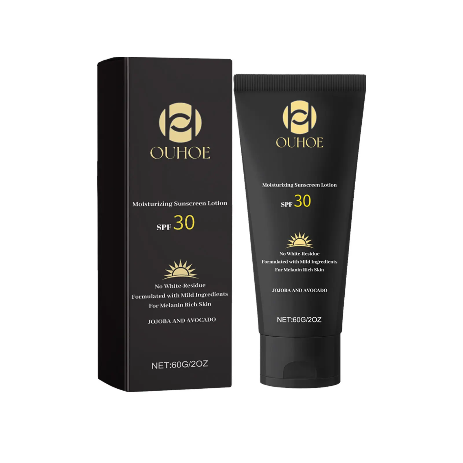 Moisturizing Sunscreen Lotion SPF 30, No White-Residue, Formulated with Natural Ingredients for Melanin Rich Skin