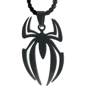 Jemant Spider Necklace For Men Women Black Silver Gold Stainless Steel Gothic Vintage Cool Punk Unqiue Spider Pendant Man Necklace Halloween Party Jewelry Gift For Bf Gf Husband Wife Bro