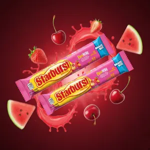 Starburst FaveREDS Share Size 3.45 oz 2 Pack Watermelon Cherry Strawberry Fruit Punch Candy Bonbon Sweet Snack All-red Flavor Mix Chewy Texture Individually Wrapped Red Candy - Soft Soft