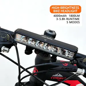 1800 lm Compact Aluminum Alloy Rechargeable Bicycle Light, USB Charging, Waterproof MTB Light, Universal Fit for dirt bikes & ebike