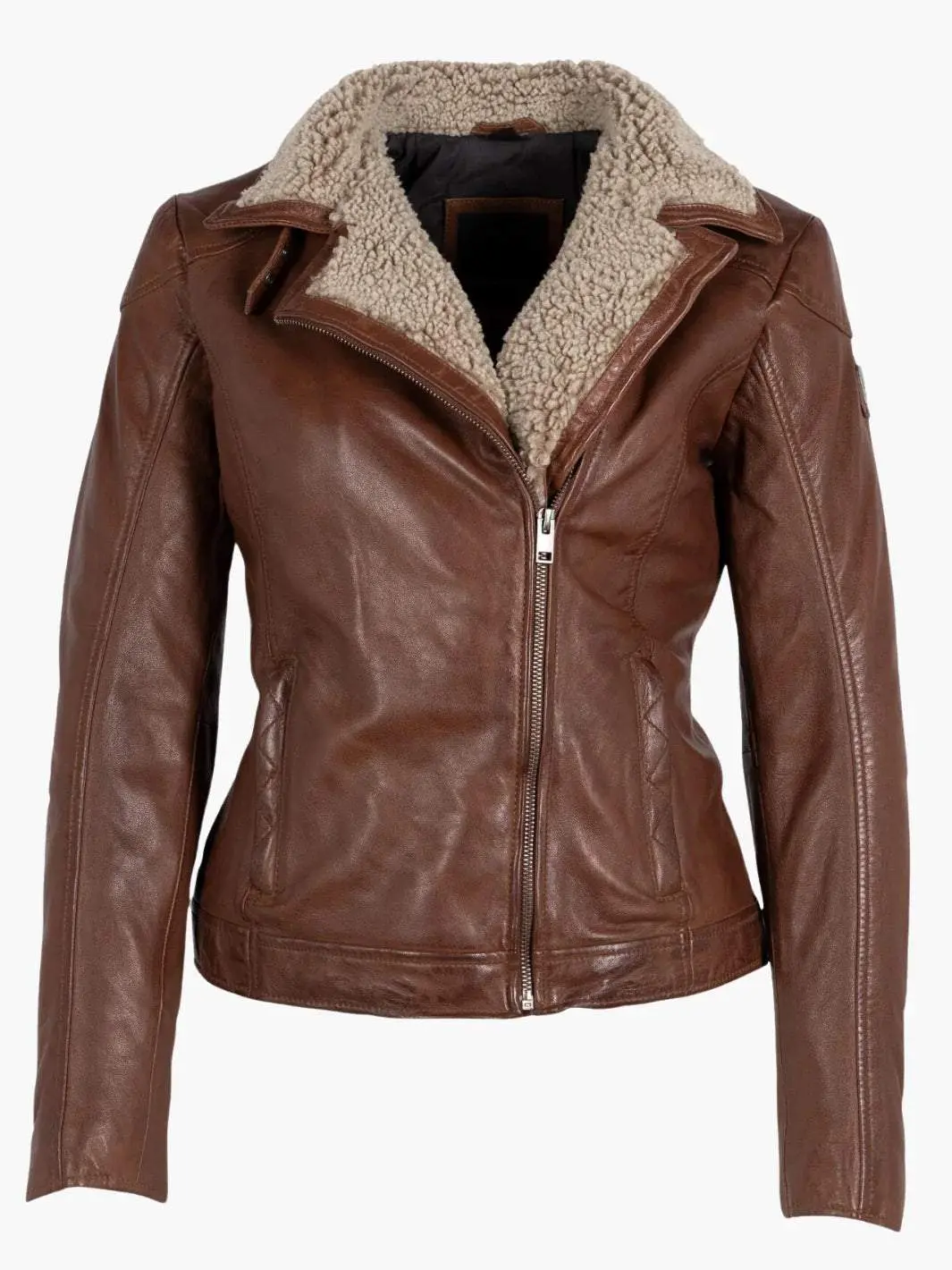 Mauritius Jenja Leather Jacket W/Sherpa - Dark Cognac