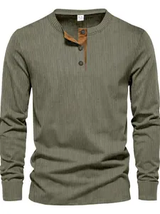 Men's Vertical Striped Textured Long Sleeves with A Contrasting Placket,solid Color Vertical Striped Texture,can Be Worn Alone and Layered,suitable for Casual Light Business and Other Scenarios, Classic, Menswear