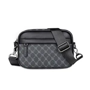 2026 NEW Men's Monogram Pattern Crossbody Shoulder Bag with Side Pocket Multi-Functional Minimalist Small Bag for Commuting & Leisure Ideal Gift for Men