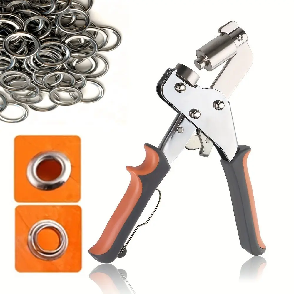 Grommet Tool Kit – 3/8-Inch (10mm Inner Diameter), 100 Sets (200 Pieces Total), Leather/canvas Punch Pliers Set, Essential Craft Supplies, Diy Tools