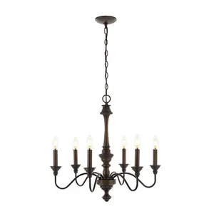 JONATHAN Y Oakley 25" Midcentury Farmhouse Iron LED Chandelier