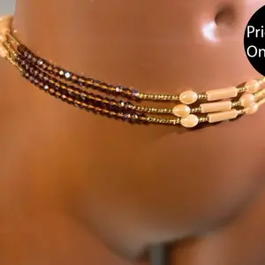 Auntie Ama’s Caramel Macchiato Crystal Waist beads(1 strand)