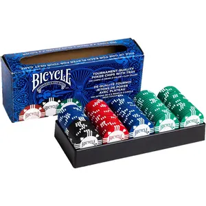 Bicycle 8 Gram 100 Count Clay Poker Chips with Casino Tray