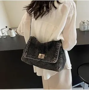 Women's Large Denim Purse, Retro Casual Tote Bag, Lightweight Crossbody Shoulder Canvas Handbag