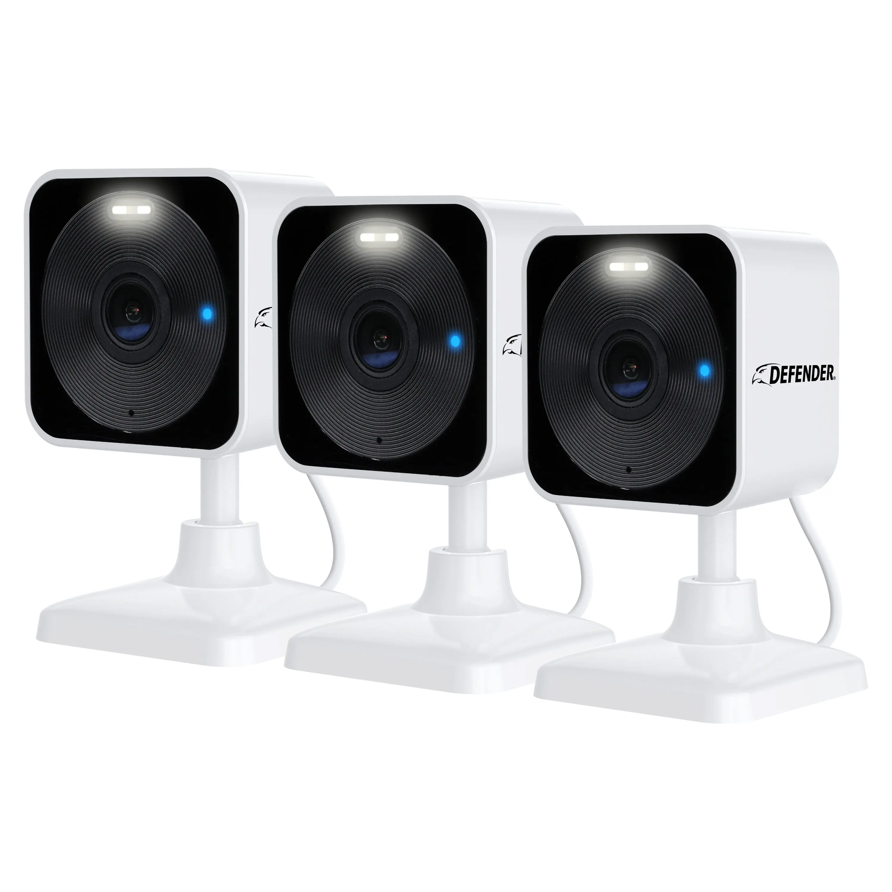 Defender GO 2K AI POWERED WiFi Indoor/Outdoor Home, Business, Pet, Baby Security Camera, 3 Pack