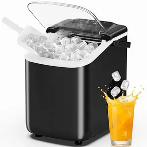 EKD Countertop Ice Maker with Portable Handle, Ice Basket, and Scoop – 26lbs Daily Capacity, 9 Bullet Cubes in 6~8 Mins, Auto-Cleaning for Home, Kitchen, RV Camping