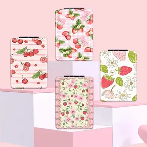 Strawberry & Cherry Pattern Makeup Mirror, 1 Count Folding Handheld Mirror, Portable Makeup Tool for Women & Girls, Daily Holiday Birthday Gift