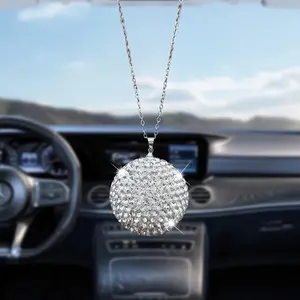 1PC Diamond studded car crystal ball pendant, full diamond round ball, car rearview mirror decoration pendant, new diamond studded car pendant