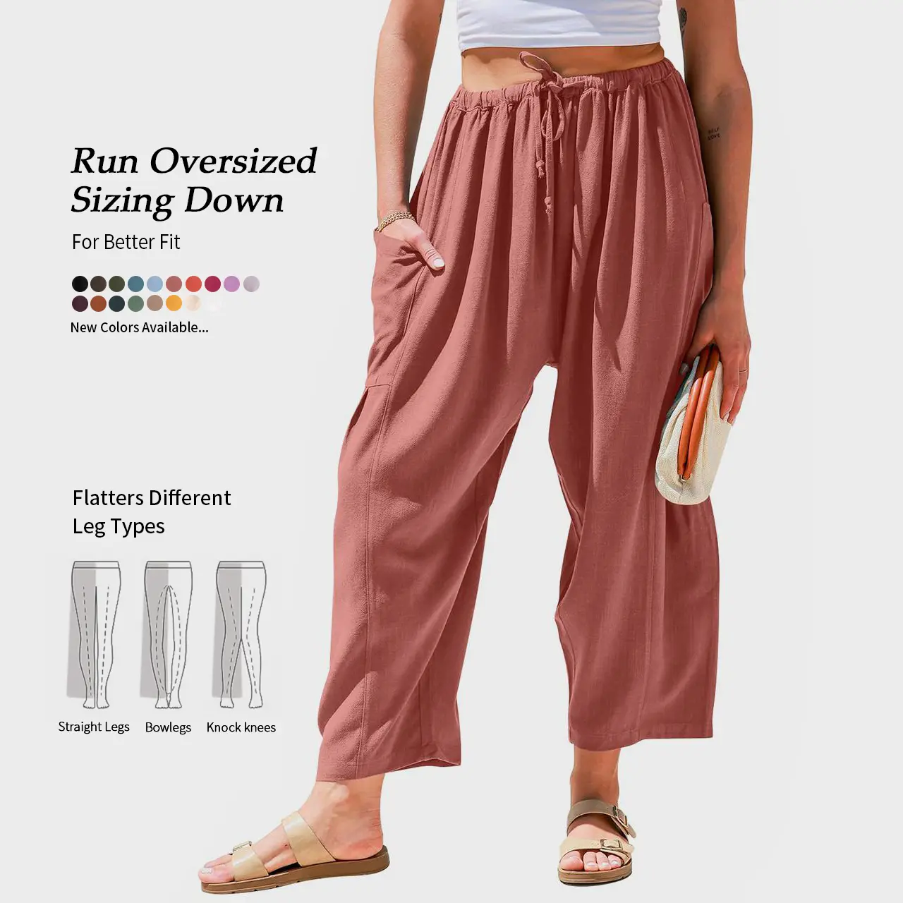 TARSE Womens Linen Blend Wide Leg Pants Casual Loose Fit Beach Palazzo Harem Pants with Pockets Spring Summer Style TARSE Womens Linen Blend Wide Leg Pants Casual Loose Fit Beach Palazzo Harem Pants with Pockets Spring Summer Style