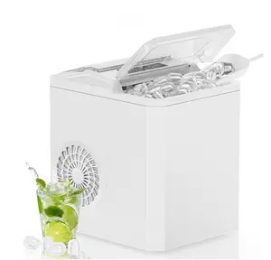 Countertop Ice Maker,9 Cubes in 6 Minutes, Self-Cleaning, with Ice Basket & Scoop, 26Lbs/24H,White.