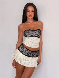 KITTIE  LACE CORSET - CREAM DOT