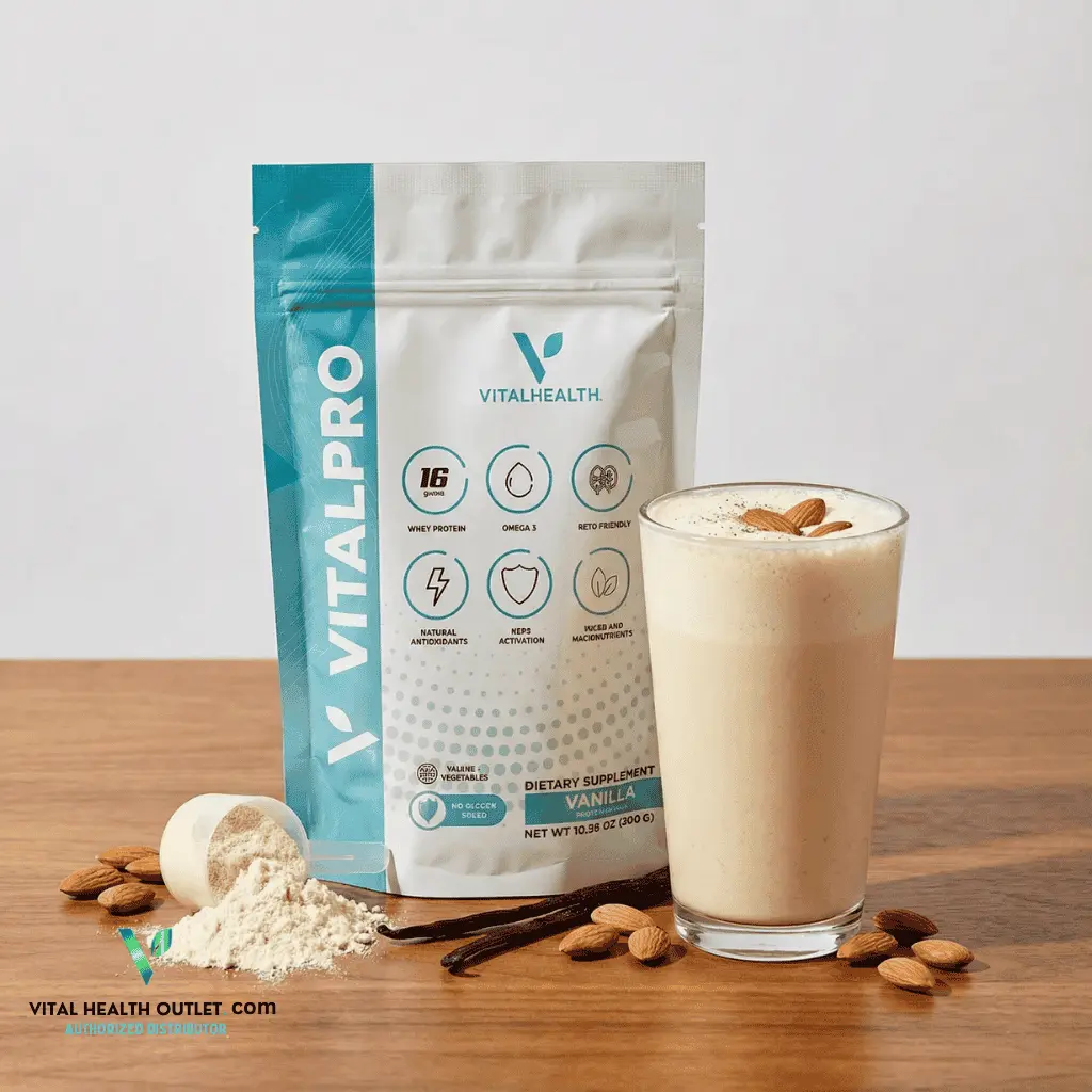 Vital Health Vitalpro - All-in-One Protein Powder & Meal Replacement with Superfoods, Mushrooms & Omega 3 (Vanilla)